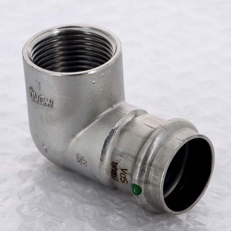 Угольник переходной Viega Sanpress Inox 90° 28х1 пресс-В компактный нержавеющая сталь 437046