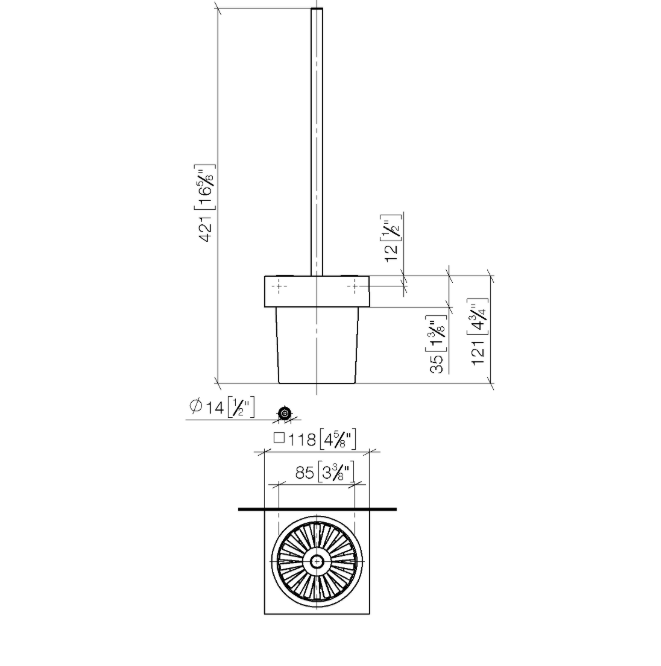 Ершик для унитаза Dornbracht Madison настенный цвет латунь сатинированная 83900780-28