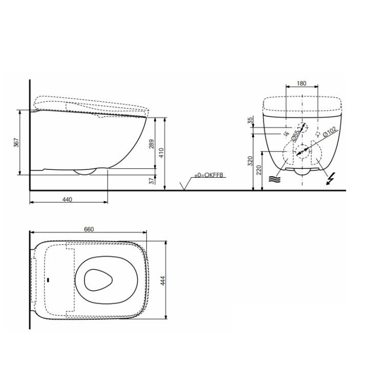 Унитаз подвесной TOTO Neorest WX1 444x660x367 мм безободковый CEFIONTECT черный матовый CW927PMZYMBL