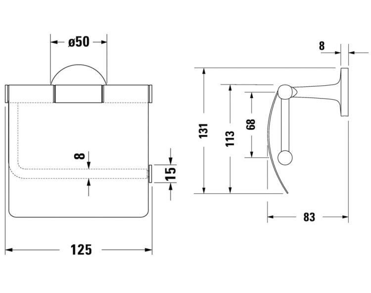 Бумагодержатель Duravit Starck T с крышкой нержавеющая сталь 0099407000