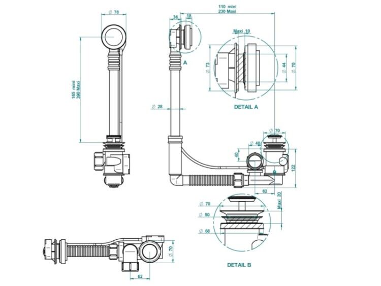 Слив-перелив для ванны THG Froufrou для механизма Geberit, цвет золото G2NF01302