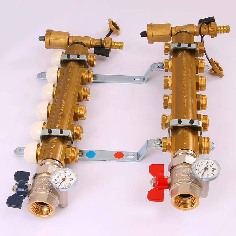 Коллекторная группа с термостатическими вентилями и расходомерами Tiemme 1x3/4 EK 6 выходов 3870002