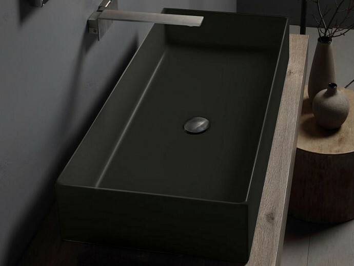 Раковина Scarabeo Teorema 2.0 800x400x140 мм без отверстия BIOKER цвет Lava 510237BK