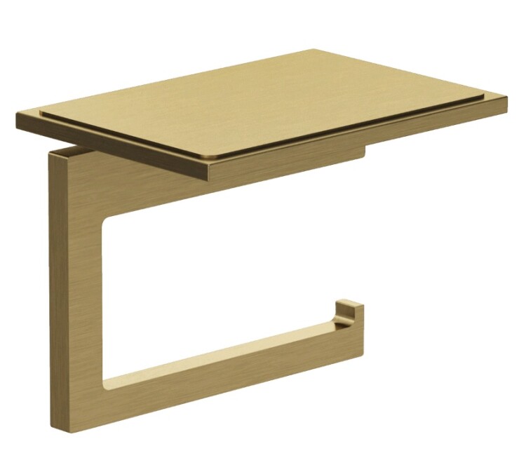 Бумагодержатель Kludi VELA C с полкой без крышки 139х97х109 мм золото брашированное 31971N0