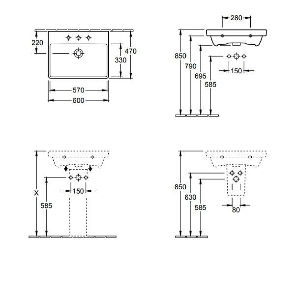 Раковина Villeroy & Boch Avento 600x470 мм альпийский белый 41586001