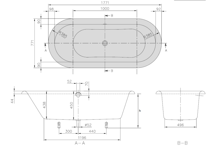 Ванна овальная Villeroy & Boch Nexus 1771x771 мм альпийский белый UBQ180NEU7V01