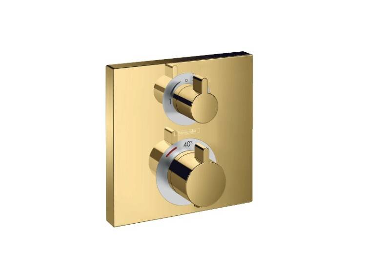 Термостат для душа Hansgrohe Ecostat Square на 2 потребителя встраиваемый полированное золото 15714990