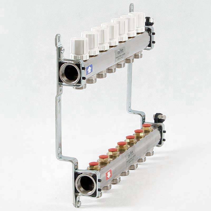 Коллекторная группа из нержавеющей стали Uni-Fitt 315S с регулировочными и термостатическими вентилями 1 x 3/4 EK 7 выходов 451I4307