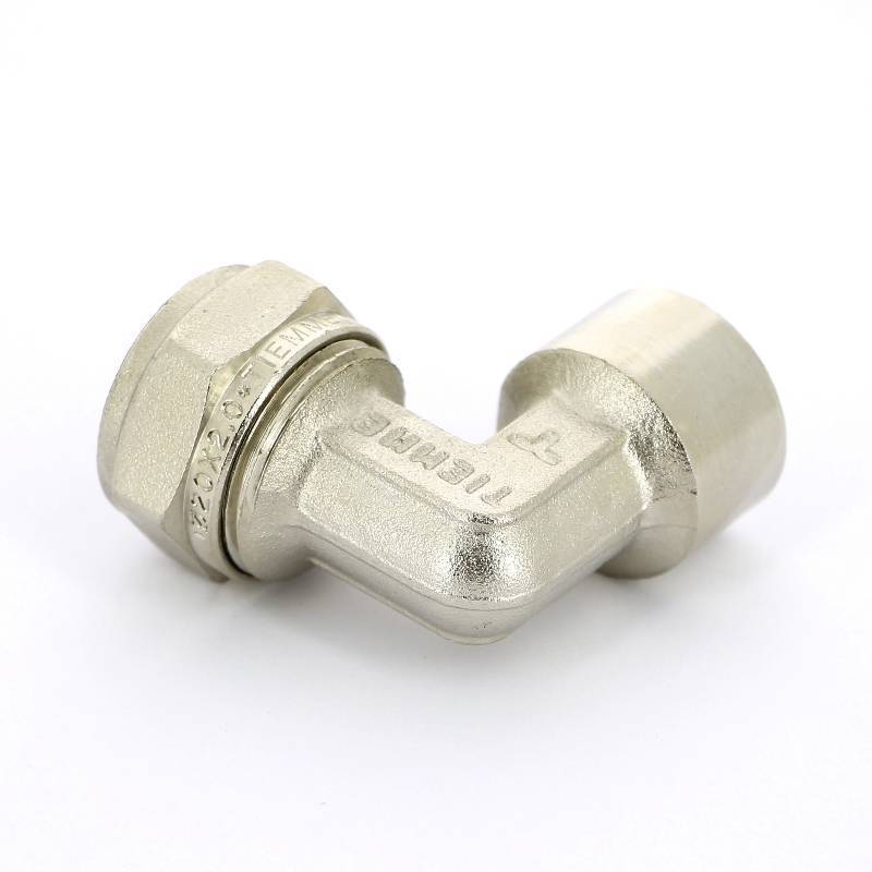 Угольник обжимной Tiemme 20х1/2 внутренняя резьба никелированный 1600026