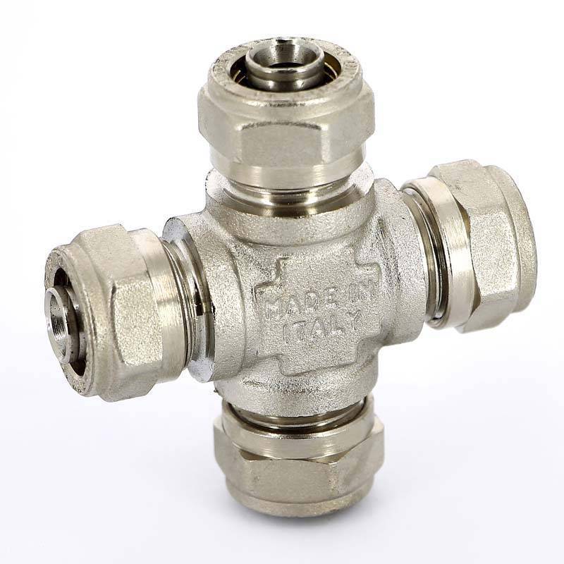 Крестовина обжимная никелированная Uni-Fitt 16 мм 676N6666