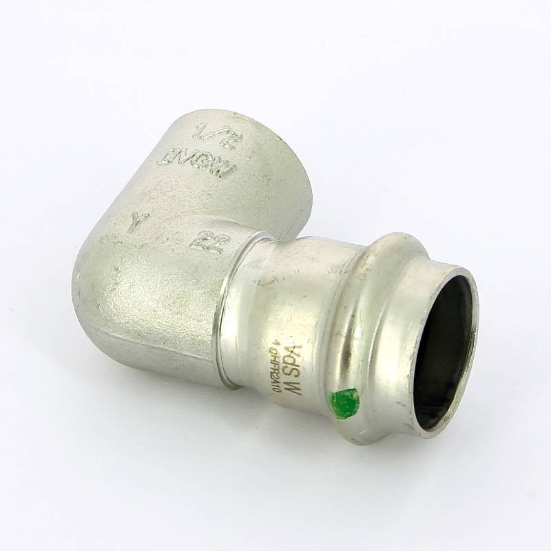 Угольник переходной Viega Sanpress Inox 90° 22х1/2 пресс-В компактный нержавеющая сталь 437015