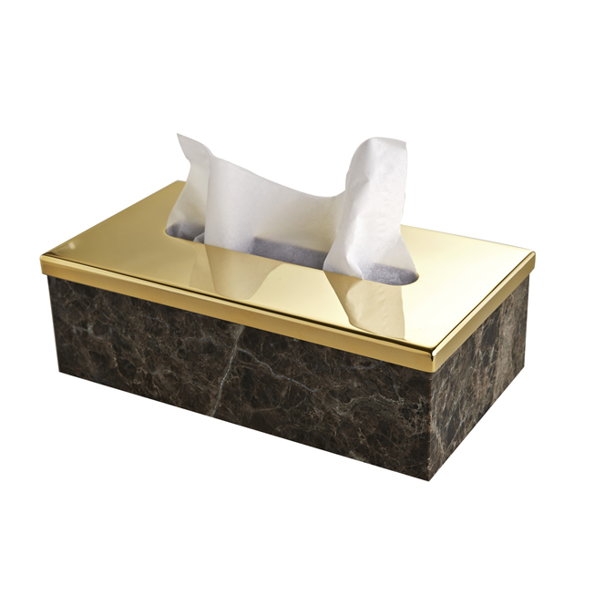 Контейнер для бумажных салфеток настольный 3SC Palace 230х125х70 мм мрамор Emperador Dark/золото PA70AEMGD