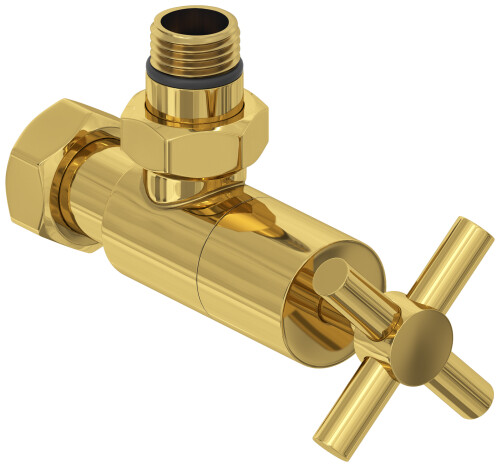 Вентиль Сунержа угловой Крест G 1/2 x G 3/4 золото 0314081234