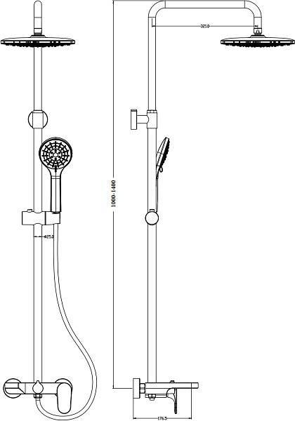 Душевая стойка с верхним душем Boheme Spectre белый матовый 458-MW
