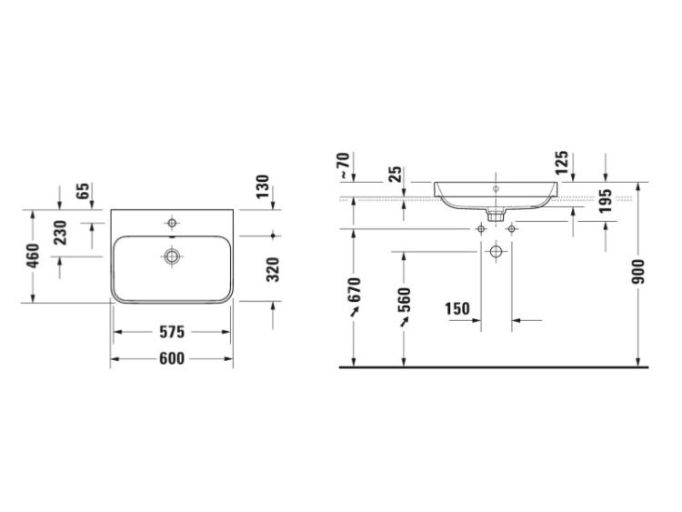 Раковина Duravit Happy D.2 Plus 600x400 мм белый/антрацит матовый 2360606100