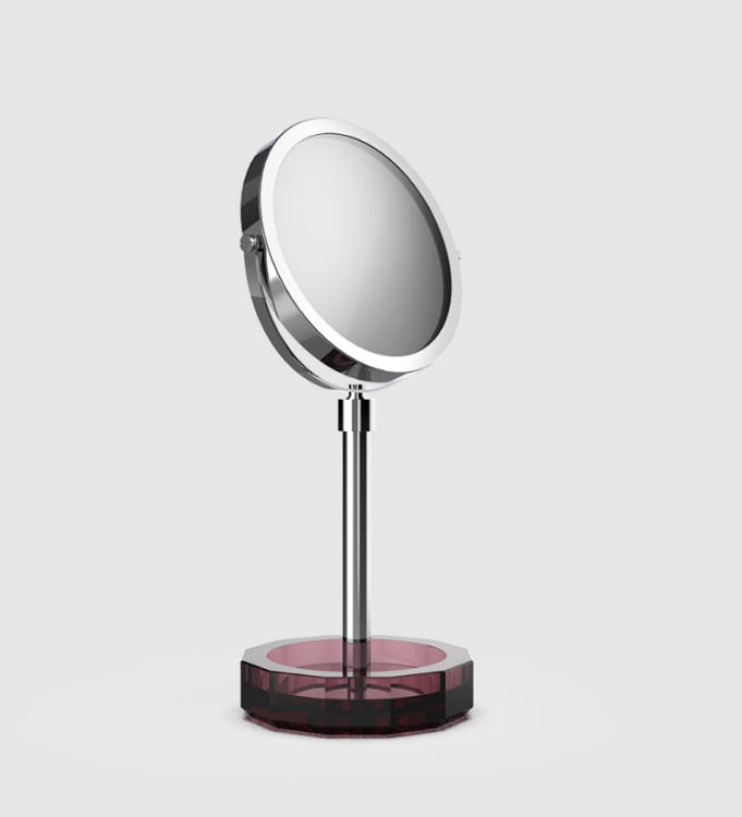 Косметическое зеркало Decor Walther KRISTALL круглое без подсветки бордовый/хром 0941797