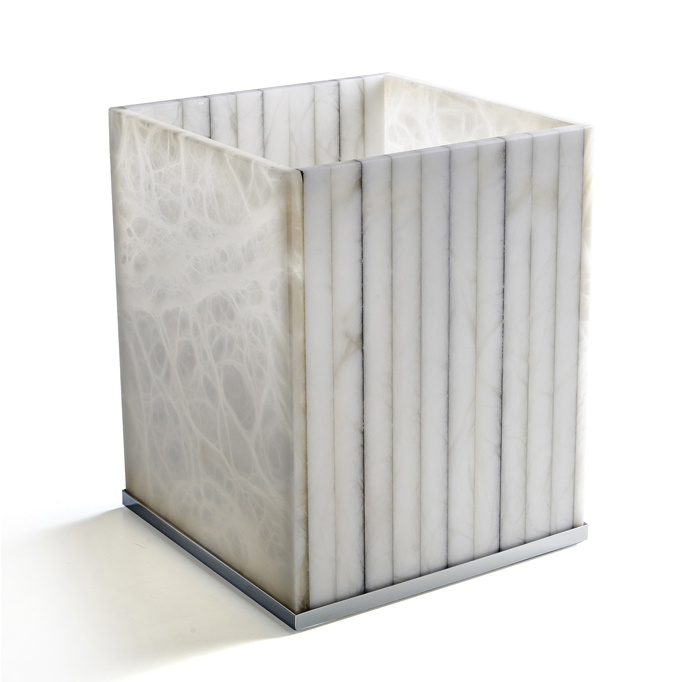 Урна 3SC Rigato 200x200x250 мм алебастр/хром AL65SL