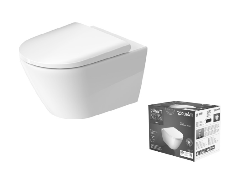 Унитаз подвесной Duravit D-Neo 370x540x360 мм безободковый с сиденьем 45770900A1