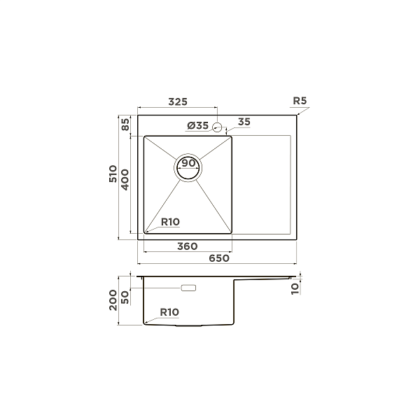 Кухонная мойка Omoikiri Akisame 65-L-LG 65x51 см светлое золото 4973083