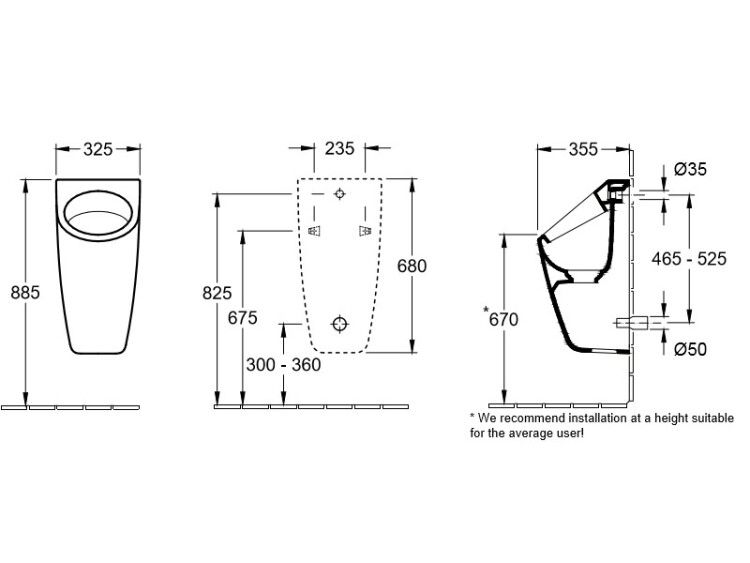 Писсуар подвесной Villeroy & Boch Architectura альпийский белый 55860001