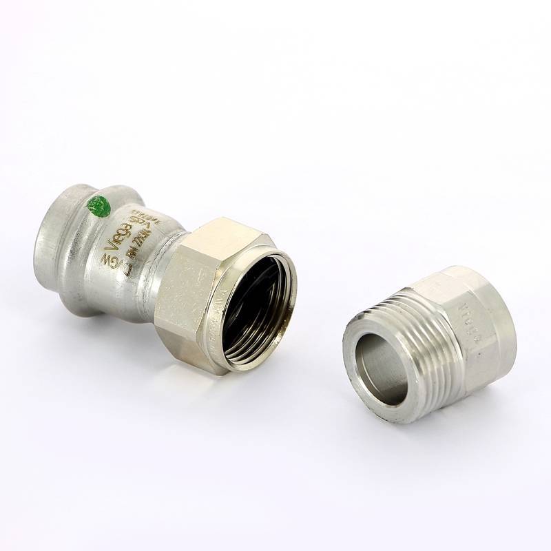 Муфта разъемная Viega Sanpress Inox 22х1/2 пресс-В с плоским уплотнением 437497