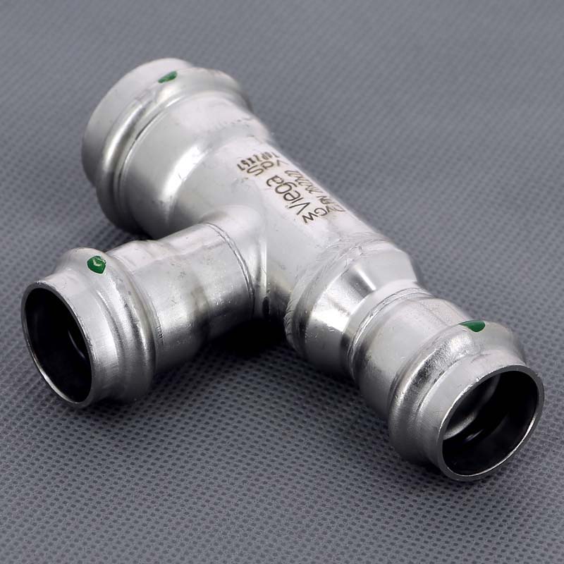 Тройник пресс Viega Sanpress Inox 28x22x28 мм нержавеющая сталь 435974