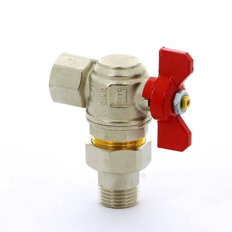 Кран шаровой Tiemme угловой НВ с разъемным соединением для коллектора бабочка 1/2 2120008