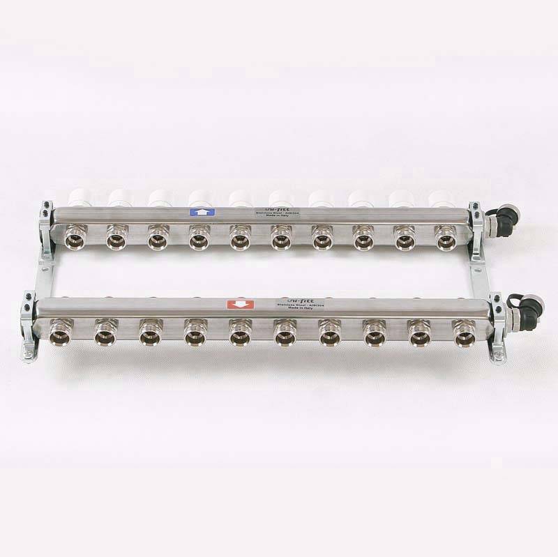 Коллекторная группа из нержавеющей стали Uni-Fitt 315S с регулировочными и термостатическими вентилями 1 x 3/4 EK 10 выходов 451I4310