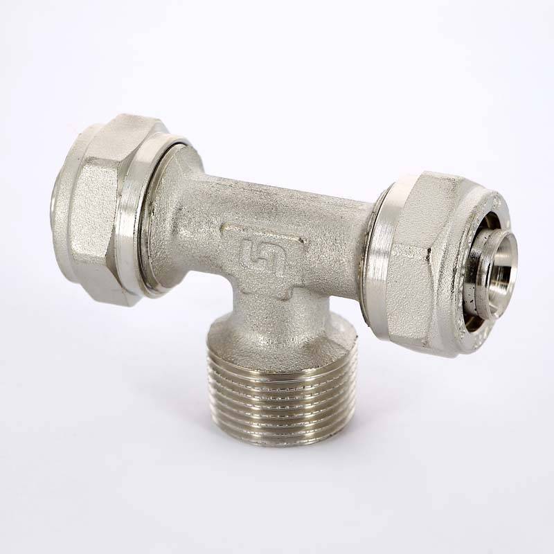 Тройник обжимной Uni-Fitt никелированный 20x1/2x20 наружная резьба 668N7270