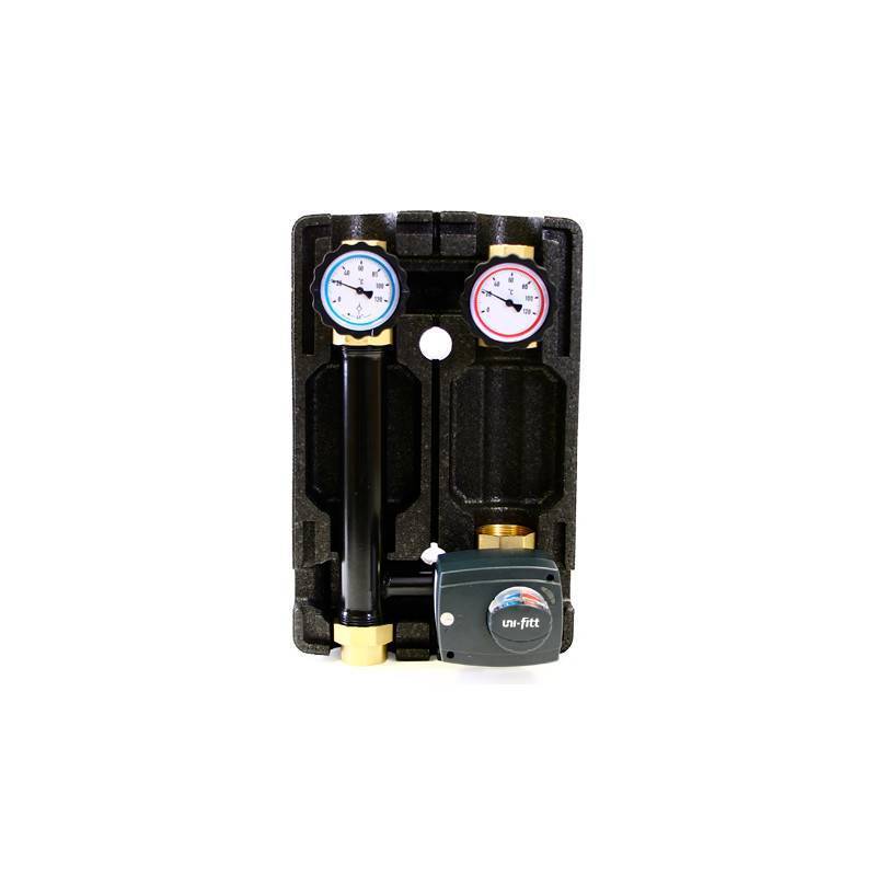 Насосно-смесительная группа Uni-Fitt DN25 с трехходовым клапаном, сервоприводом и насосом ECP 25/60 180 493E2500