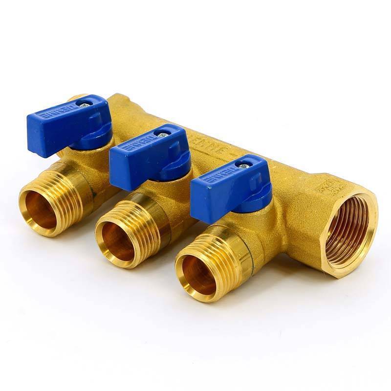 Коллектор с отсечными кранами Tiemme 1820 3/4х1/2 3 выхода 36 мм 1820017