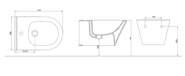 Биде подвесное Boheme Avva 35.5х53 см белый 974-W