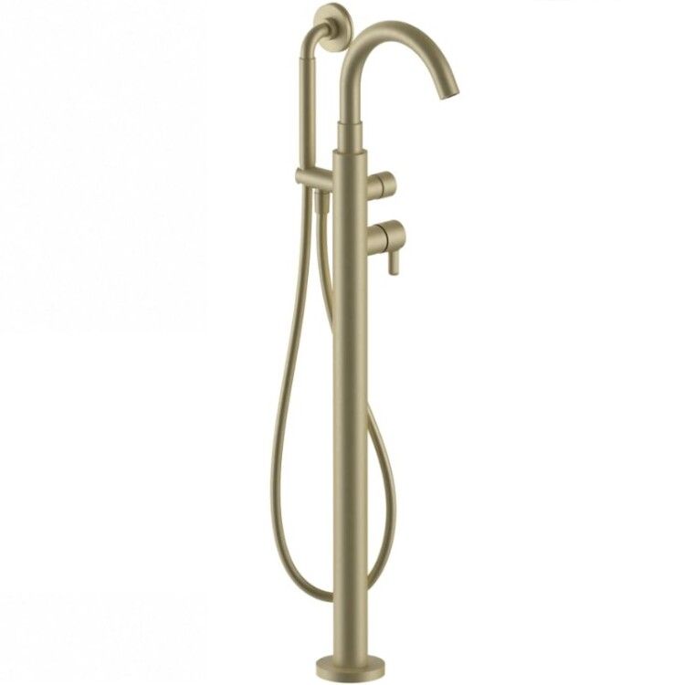 Смеситель для ванны Fantini Icona Classic напольный с ручной лейкой Matt British Gold PVD 53P6R080B