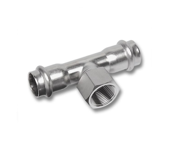 Тройник, Sanha, NiroPress AISI304L, ВПр-ВР-ВПр, 22x3/4x22, 91130G.3