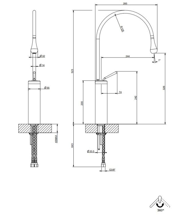 Смеситель для раковины Gessi Goccia джойстик на раковину/столешницу цвет Antique Brass 33609713