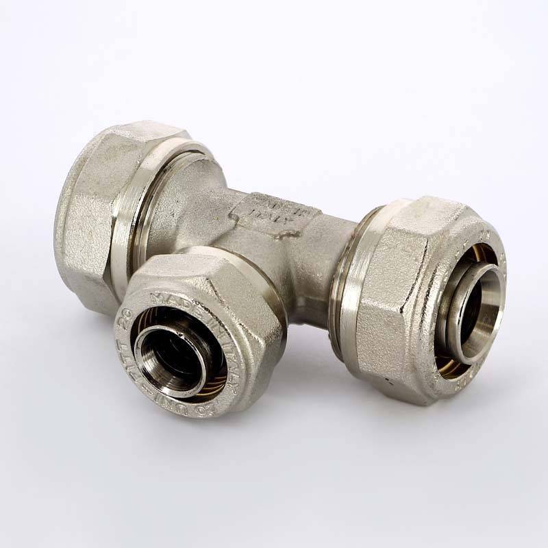 Тройник обжимной никелированный Uni-Fitt 26х20х26 мм 666N8780