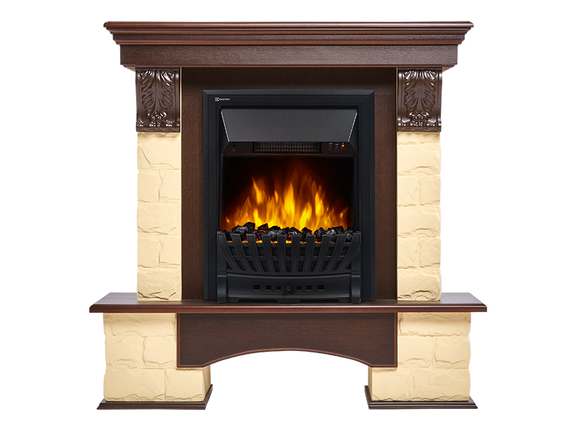 Портал для электрокамина Firelight Forte Classic бежевый камень, шпон темный дуб 1141391