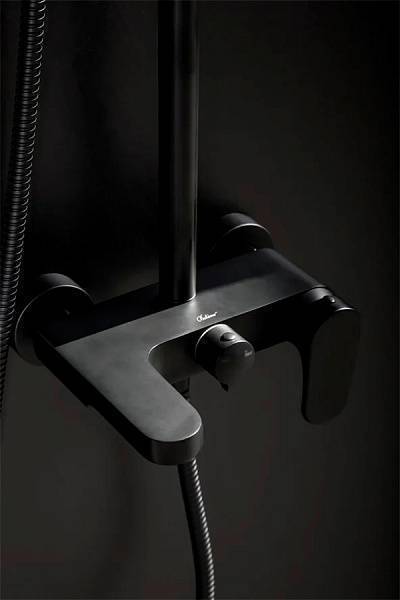 Душевая стойка с верхним душем Boheme Spectre черный матовый 458-B