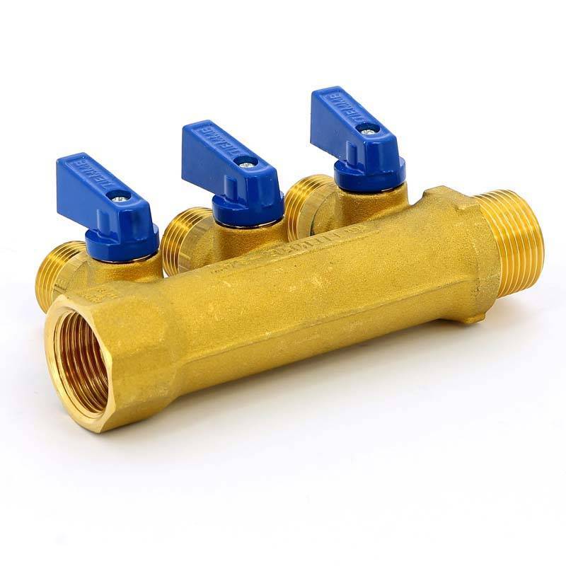 Коллектор с отсечными кранами Tiemme 1820 3/4х1/2 3 выхода 36 мм 1820017