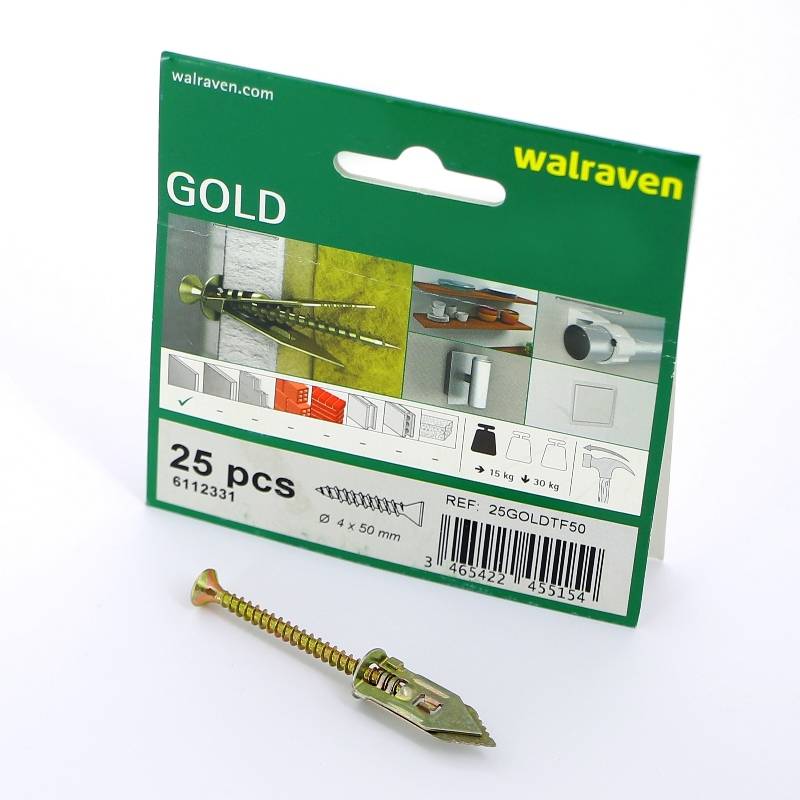 Дюбель забивной для гипсокартона с саморезом Walraven TF 4.0x50 мм 6112331