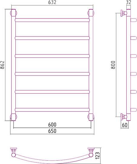 Полотенцесушитель водяной Сунержа Галант+ 600x800 мм без покрытия 00-0200-8060