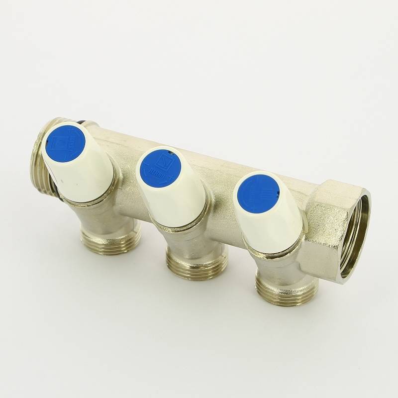 Коллектор с вентилями REHAU Rautitan MX 1х3/4 EK 3 выхода 40 мм никелированный 131645