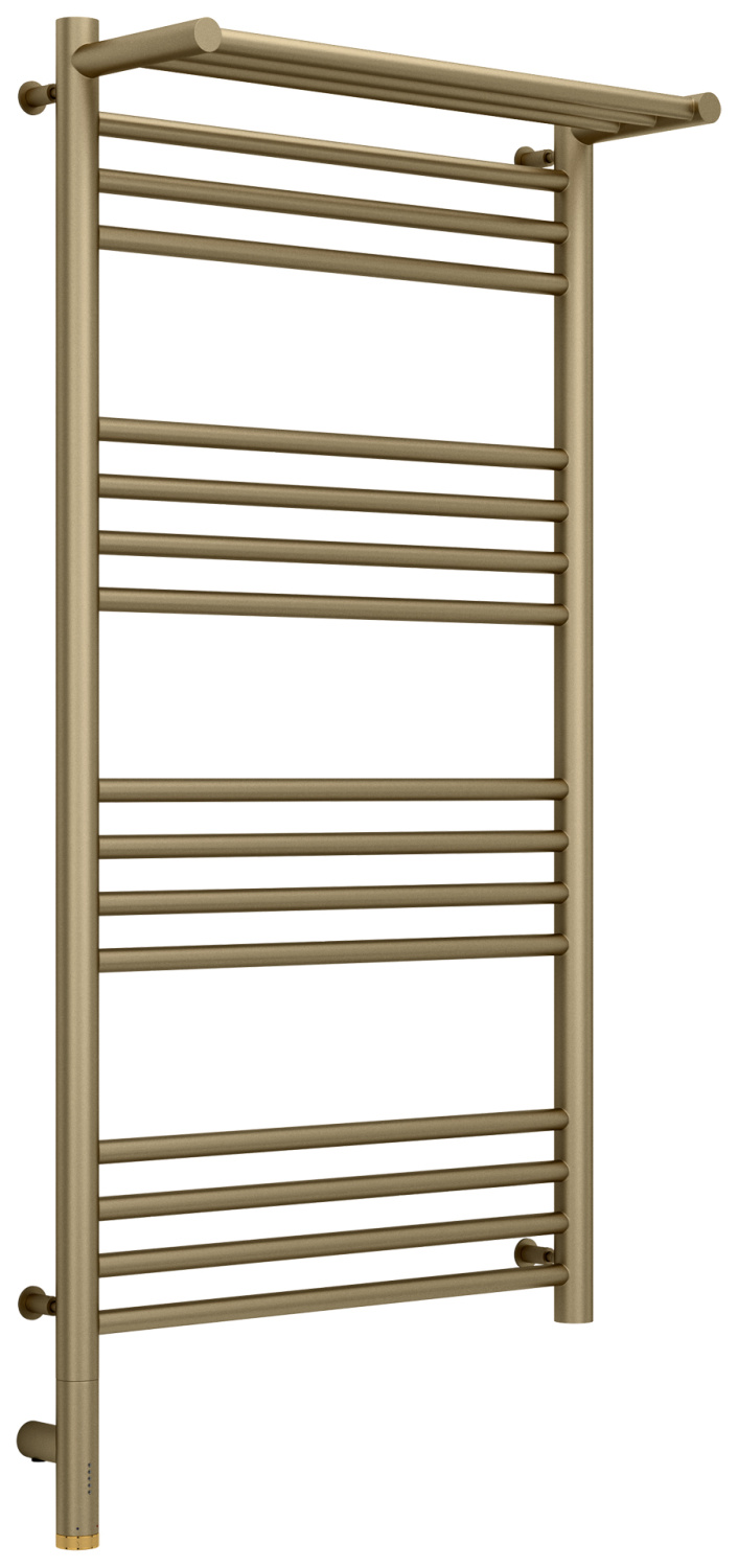 Полотенцесушитель электрический Сунержа Богема 3.0 с 1 полкой 532x1124 мм левый золотой шелк матовый 32-5806-1050