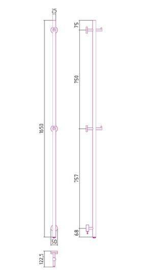 Полотенцесушитель электрический Сунержа Аскет 1650 левый без покрытия 00-0850-1650