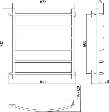 Полотенцесушитель водяной Стилье Версия-Б2 68x71,2 см без покрытия 00612-6060
