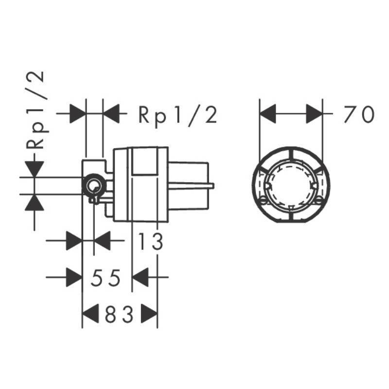 Скрытая часть для однорычажного смесителя для душа Hansgrohe 13620180