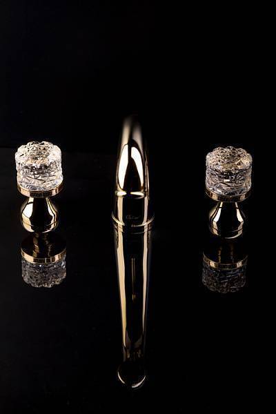 Смеситель для раковины Boheme Crystal золото 291-CRST