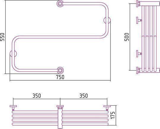 Полотенцесушитель водяной Сунержа Фабула 700x500 мм без покрытия 00-0125-5070