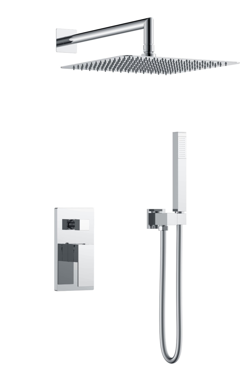 Душевой комплект встраиваемый Boheme Qubic со смесителем и верхним душем chrome 474-3-CR