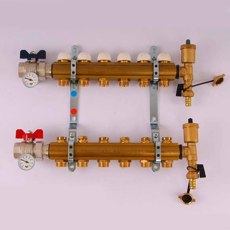 Коллекторная группа с термостатическими вентилями и расходомерами Tiemme 1x3/4 EK 6 выходов 3870002